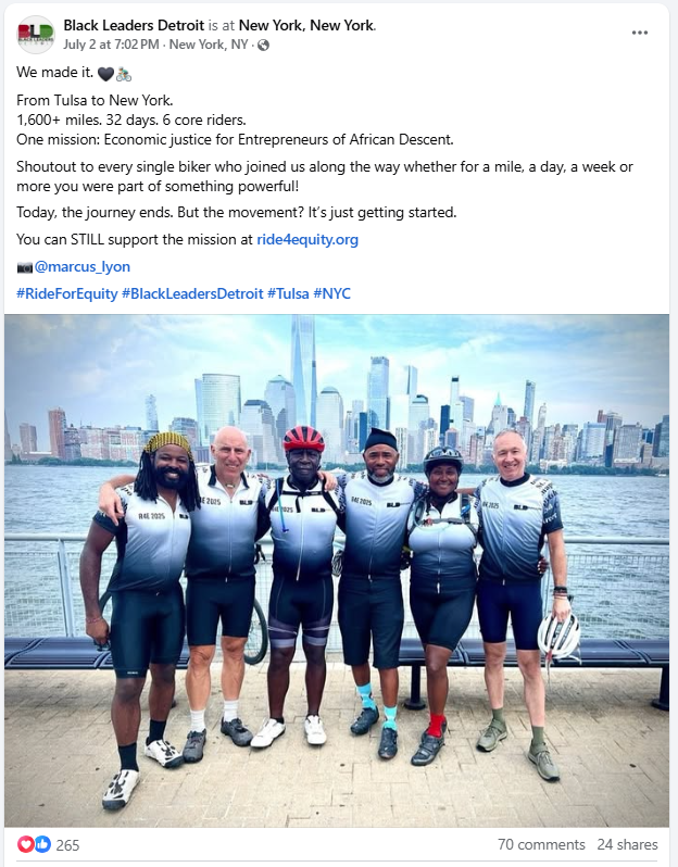 Cyclists complete their journey from Black Wall Street to Wall Street in New York City